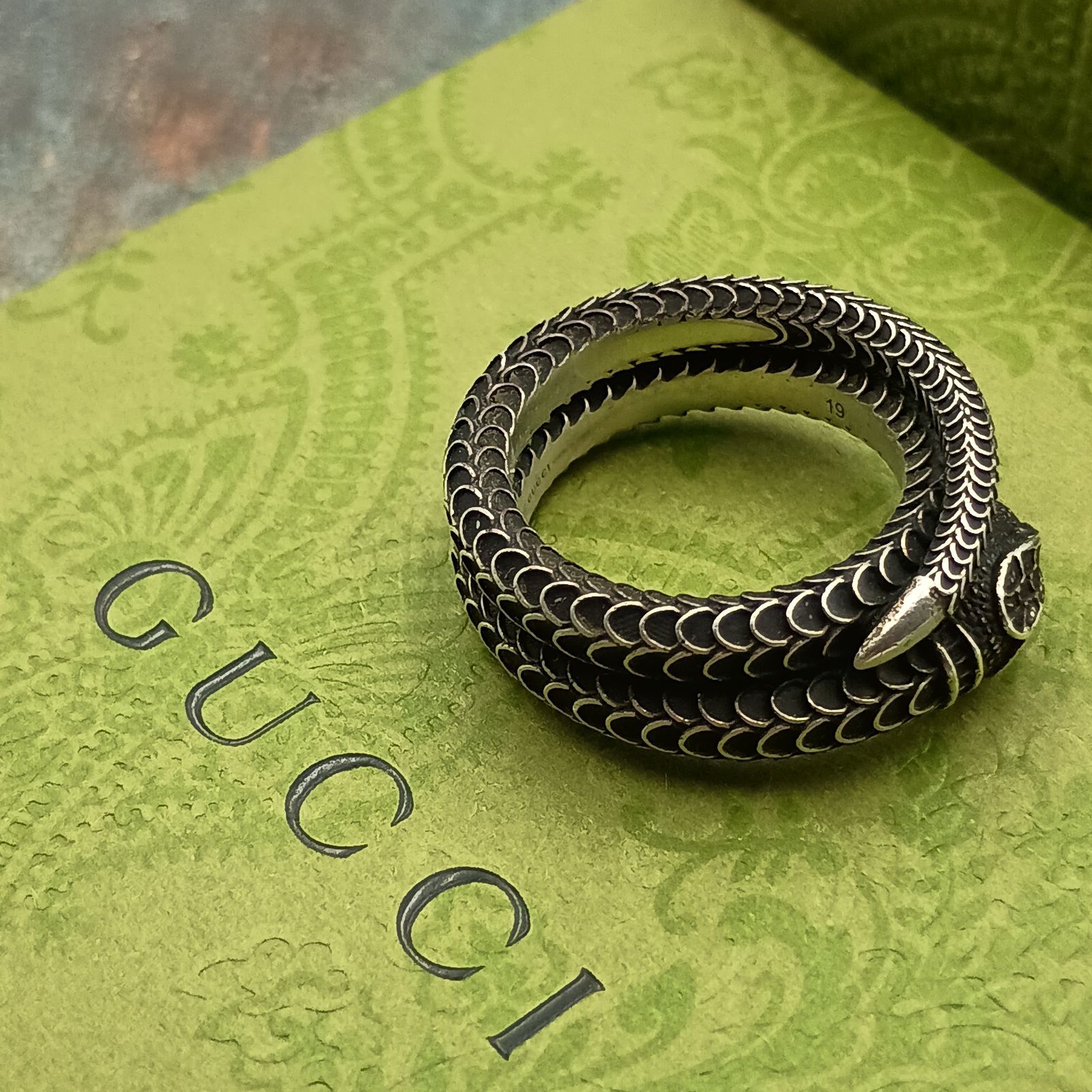 GUCCI グッチ ガーデン スネーク リング 18号 メンズ シルバー 925