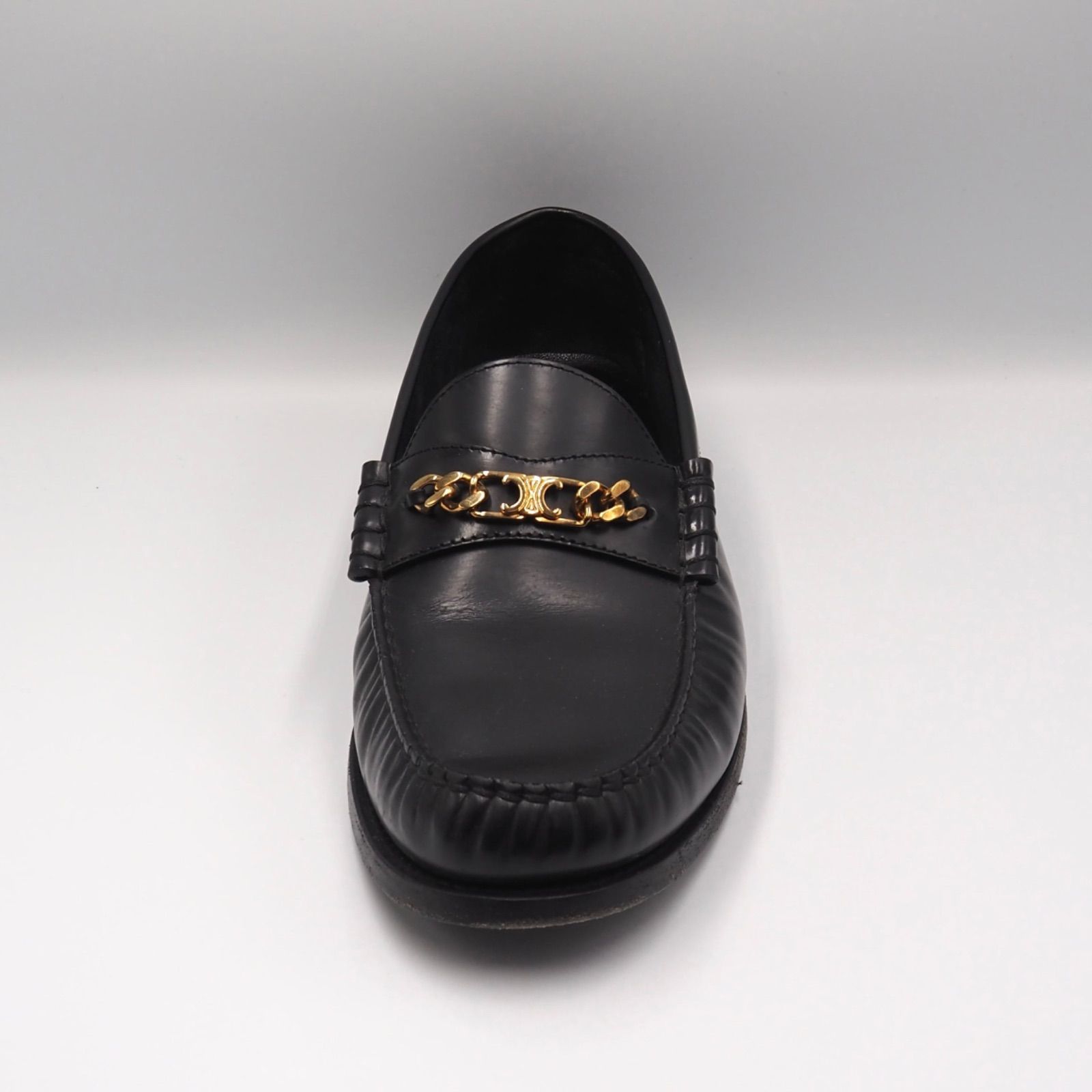 CELINE トリオンフ チェーン ローファー カーフレザー ブラック