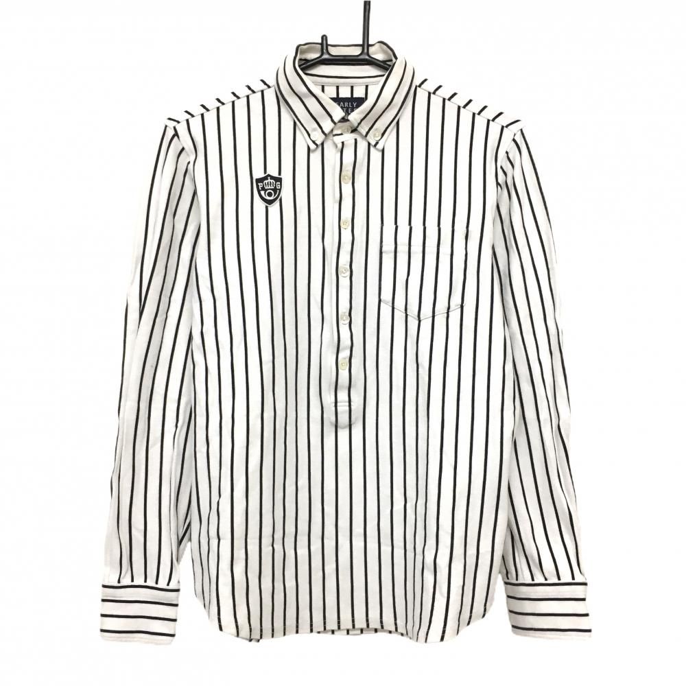 未使用級 パーリーゲイツ 長袖 ポロシャツ 5 ホワイト ネイビー