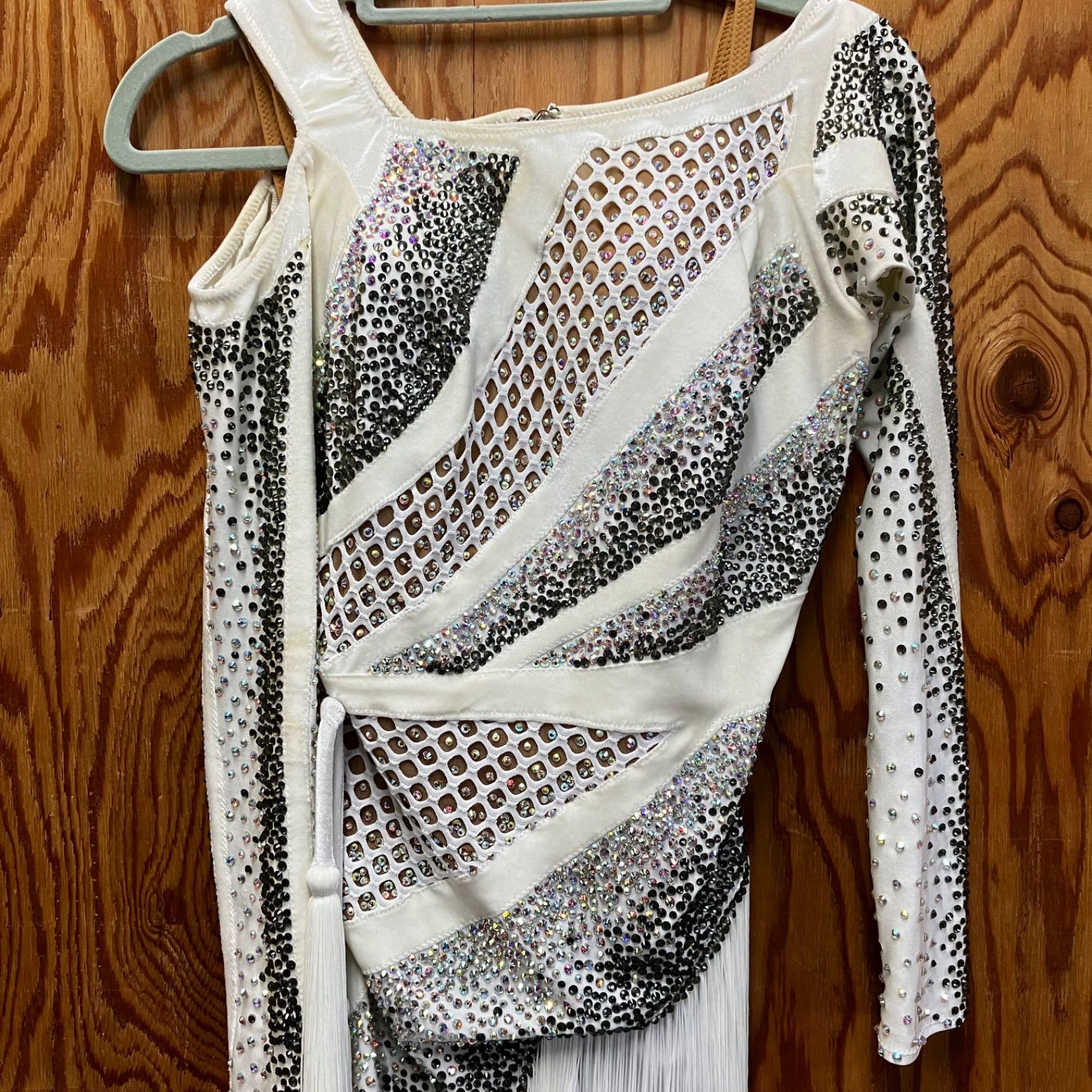 げ交渉 TAKA DANCE SPORTS タカ ダンスファッション 社交ダンスドレス パーティドレス ラインストーン ホワイト