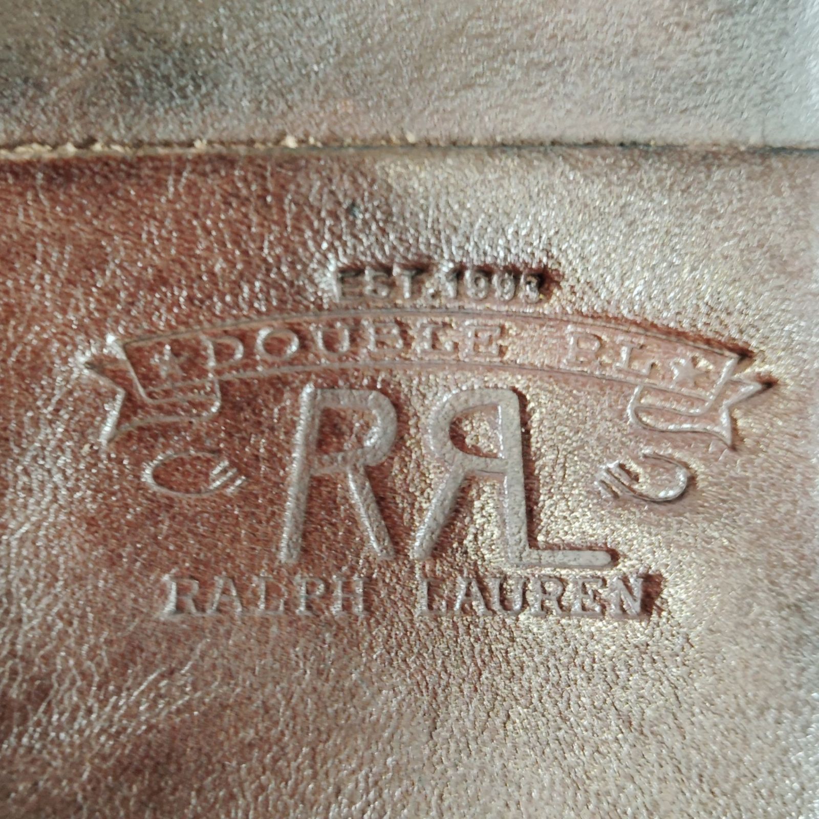 中古品】 RRL ダブルアールエル ブラウン レザー ウォレット 折り財布