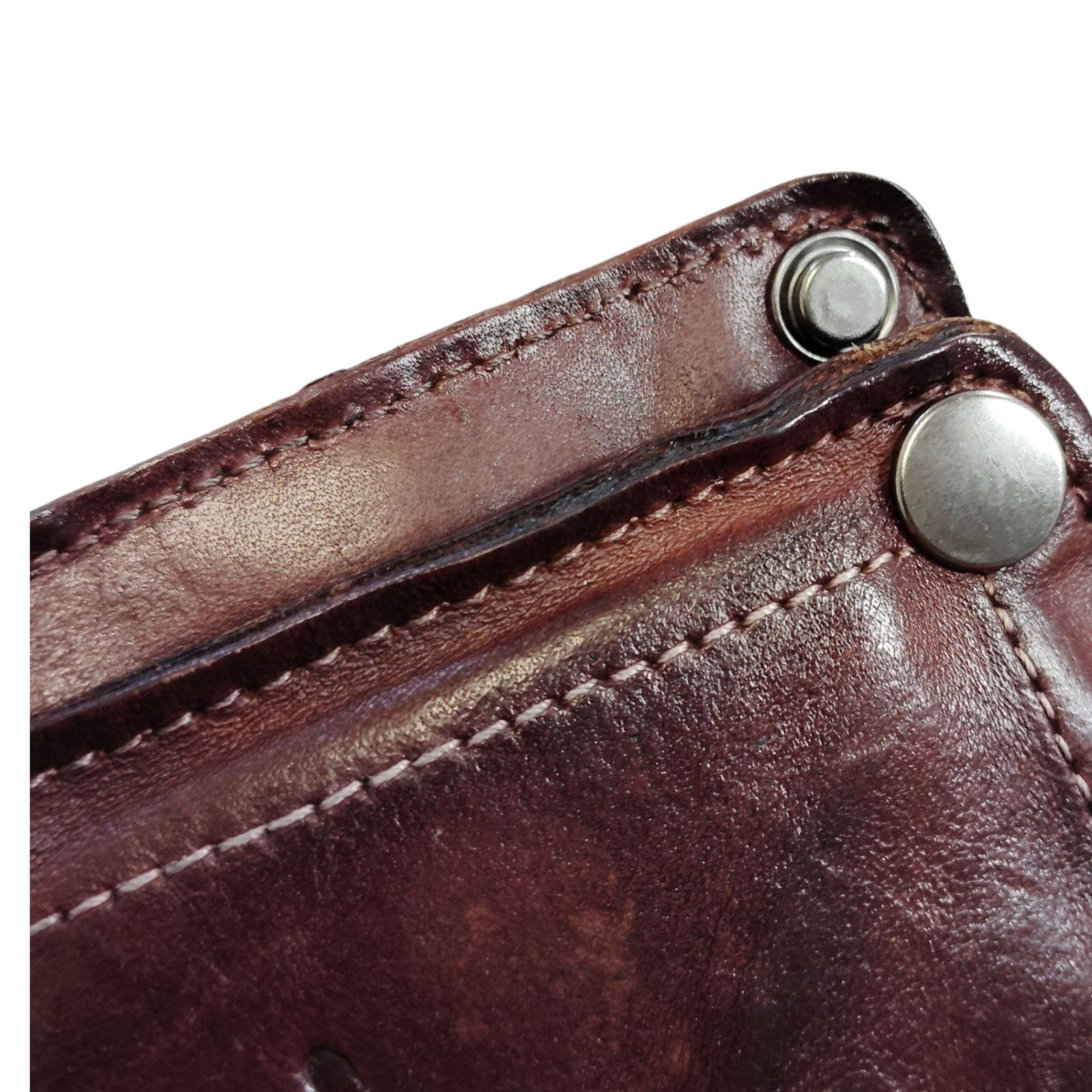 中古品】 RRL ダブルアールエル ブラウン レザー ウォレット 折り財布