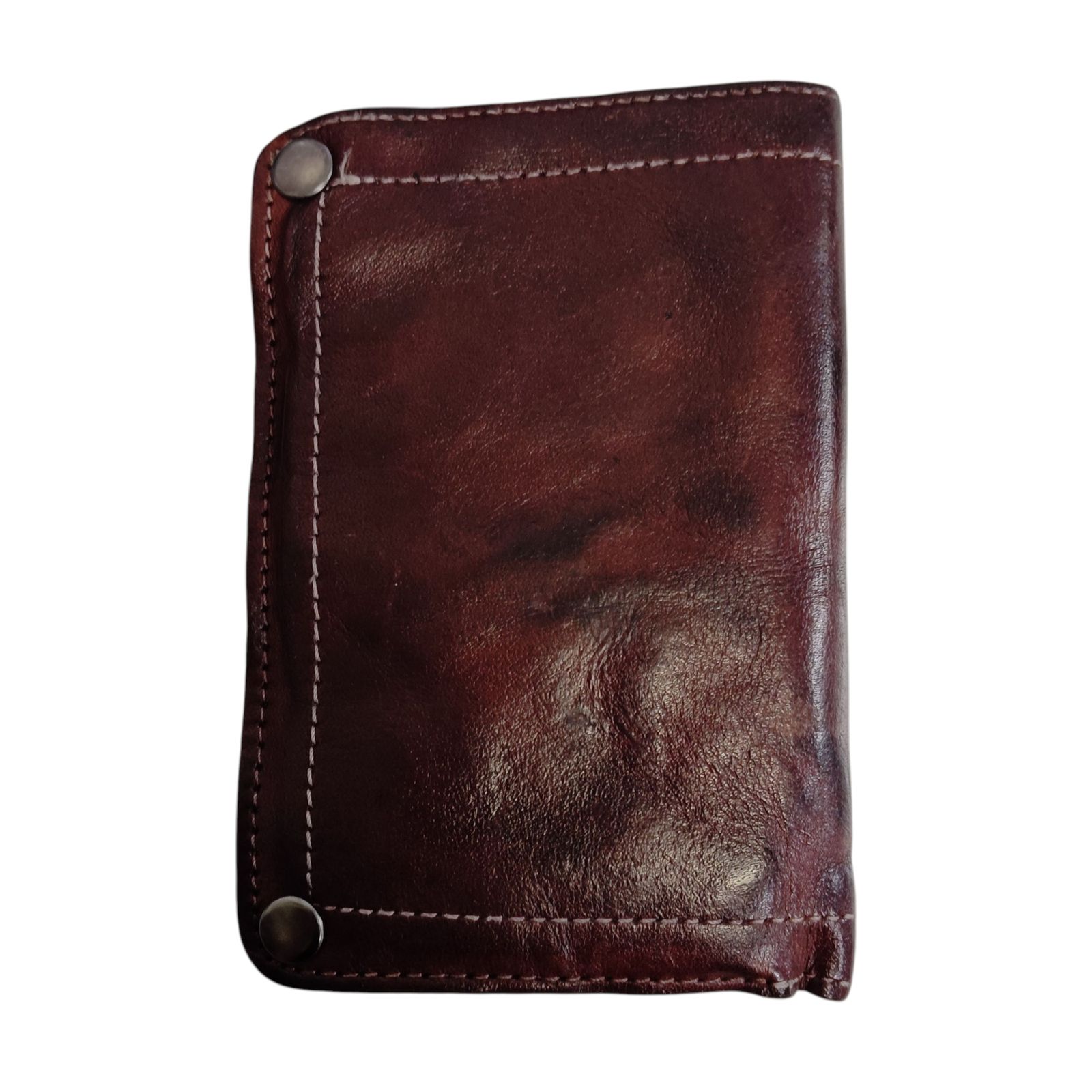 中古品】 RRL ダブルアールエル ブラウン レザー ウォレット 折り財布