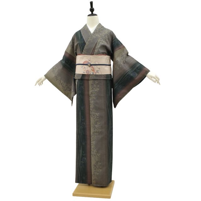 新古品】 結城紬 着物 未使用 正絹 袷 奥順 はたおり娘 100亀甲 手織り