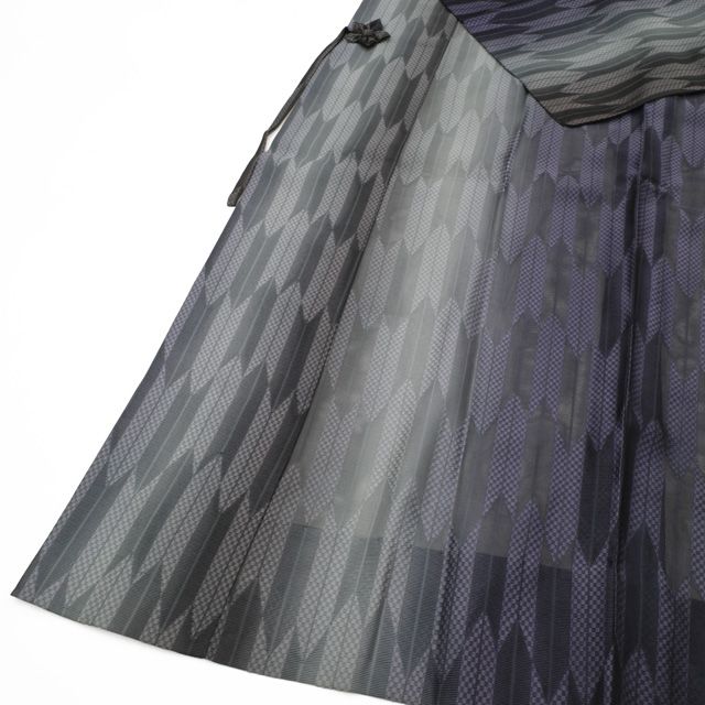 中古】 道中着 コート リサイクル 単衣 紋紗 正絹 矢羽根 グレー 紫