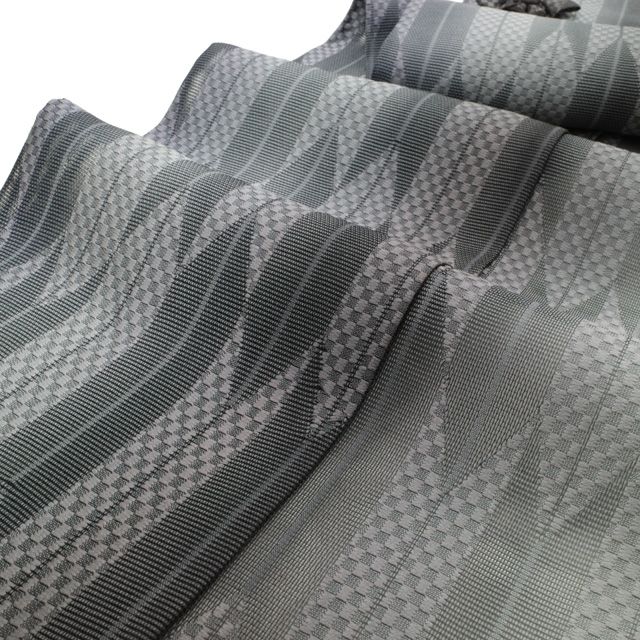 【ロング】正絹　上質な道中着　暈し縞柄 中古】 道中着 コート リサイクル 単衣 紋紗 正絹 矢羽根 グレー 紫