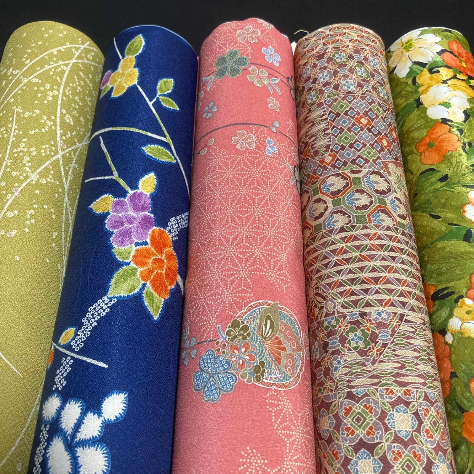 着物と帯オレンジ y144◾️割と綺麗なポリエステル化繊着尺反物23点◾️ 着物と帯オレンジ y125◾️割と綺麗なポリエステル化繊着尺反物5点