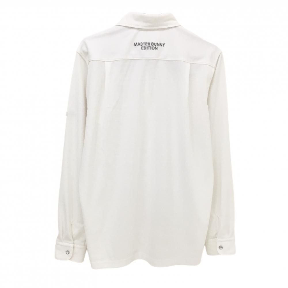 美品】マスターバニー 長袖ポロシャツ 白 ロゴ黒 メンズ 6(XL) ゴルフ