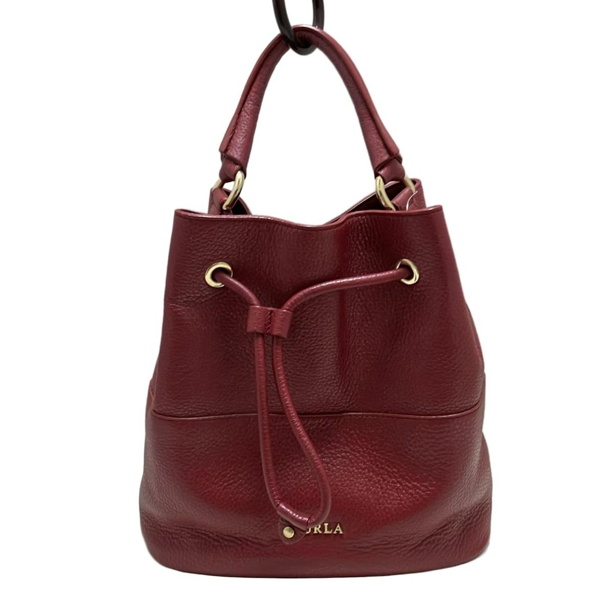 FURLA(フルラ) ハンドバッグ - ボルドー 巾着型 レザー - メルカリ