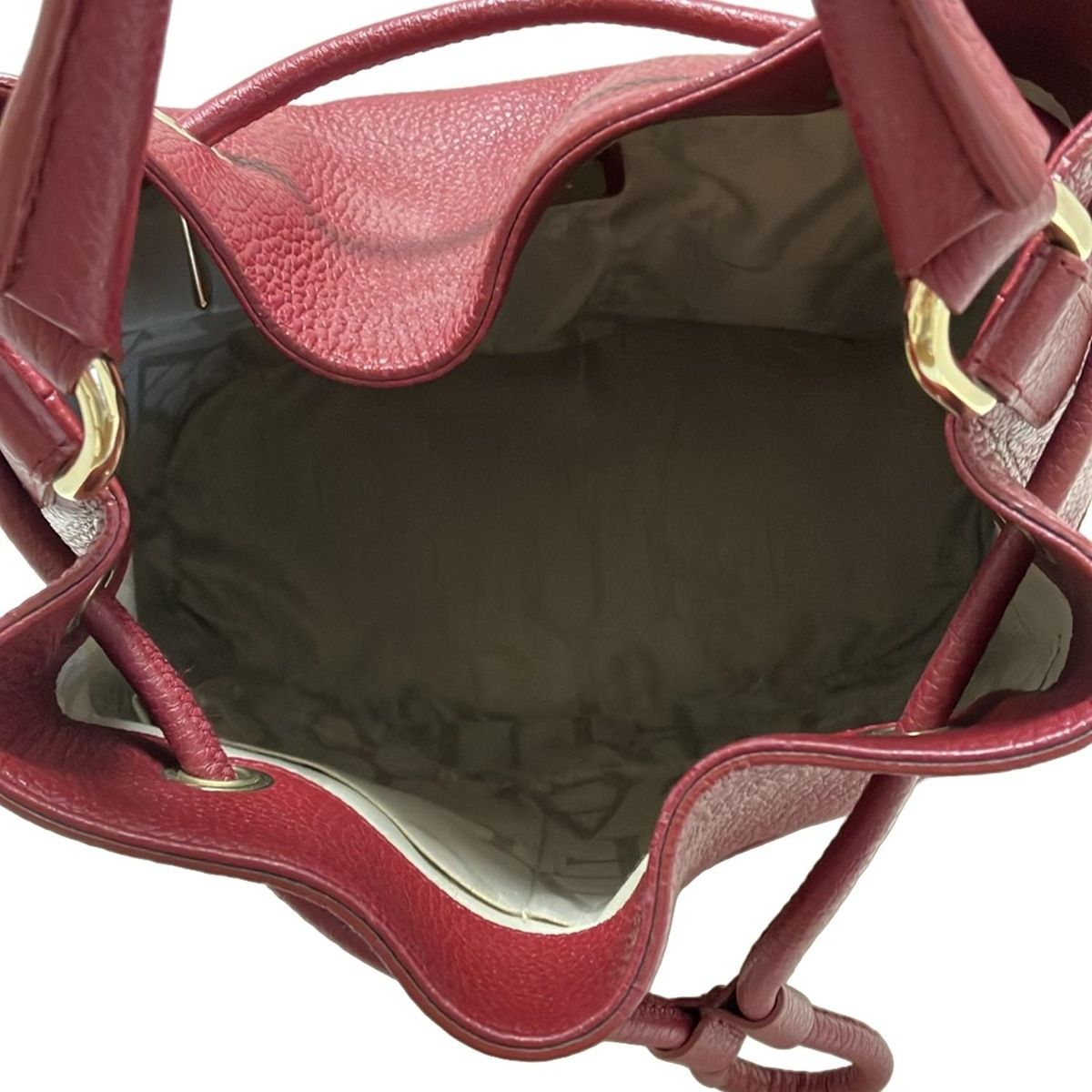 FURLA(フルラ) ハンドバッグ - ボルドー 巾着型 レザー - メルカリ