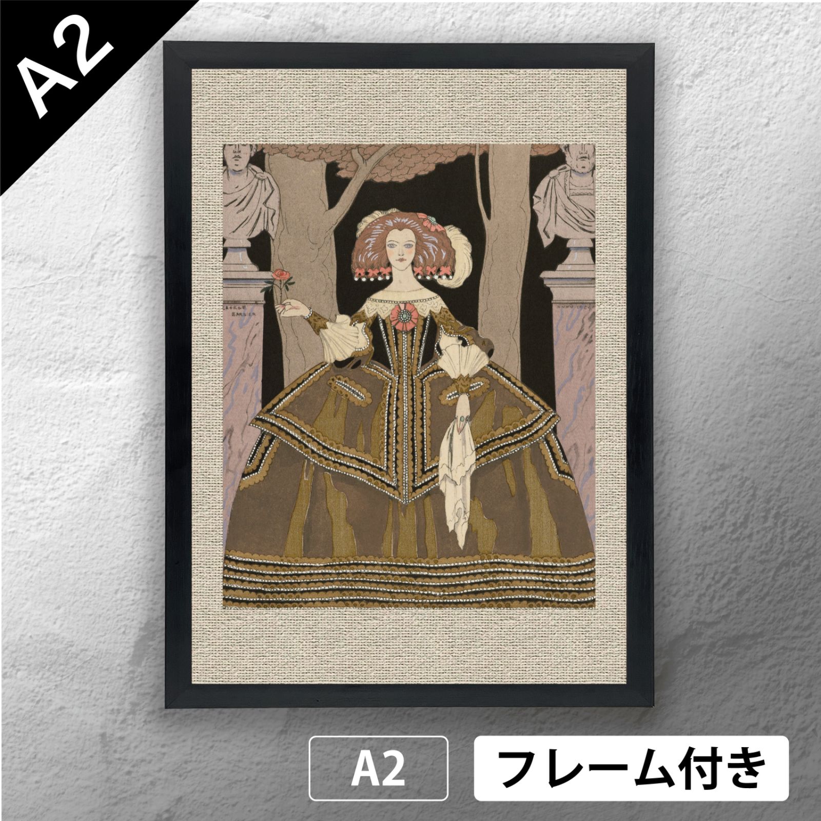 ジョルジュ バルビエ George Barbier 王女の薔薇 1924 アール デコ アートポスター A 2 マット その04 フレーム付 IN