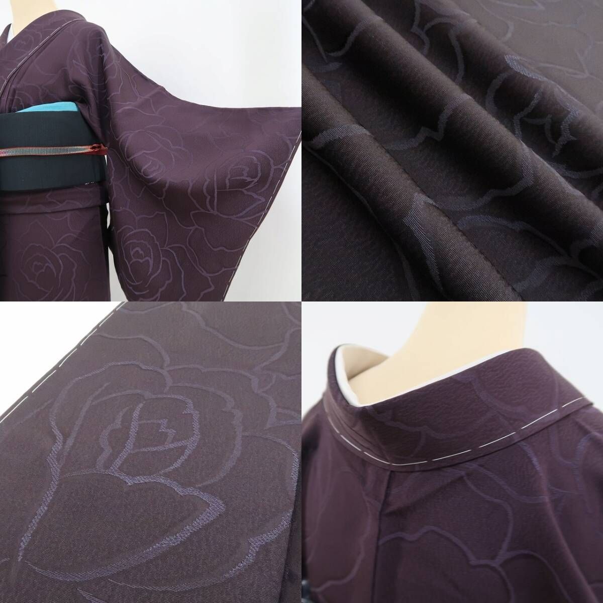 新品 薔薇 着物 正絹“お洒落度100%！”仕付け糸付 小紋 5676 新品 薔薇 着物 正絹“お洒落度100%！”仕付け糸付 小紋 5676