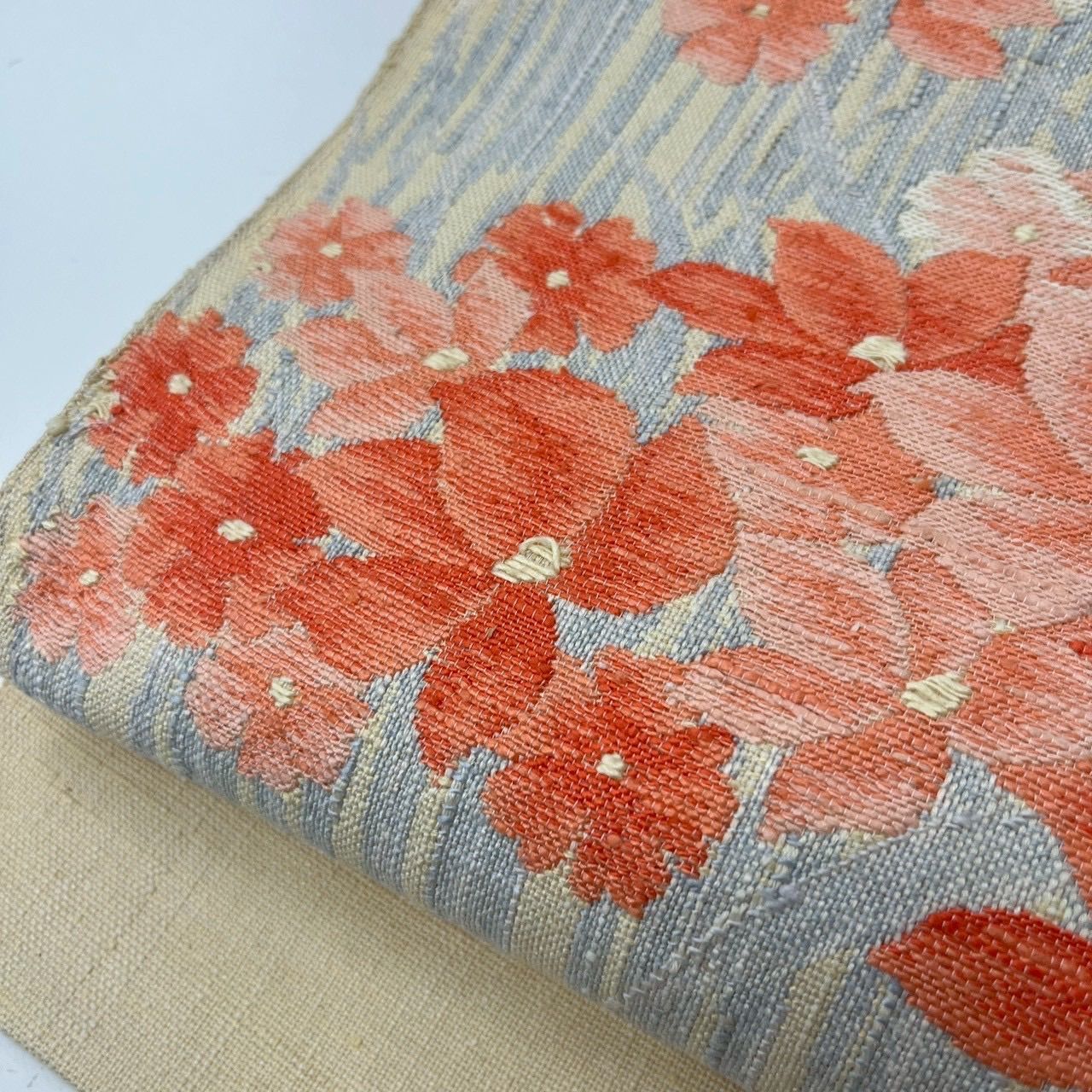 名古屋帯 真綿紬 花柄の織り出し 八寸 正絹 着物 MA-1774 - メルカリ