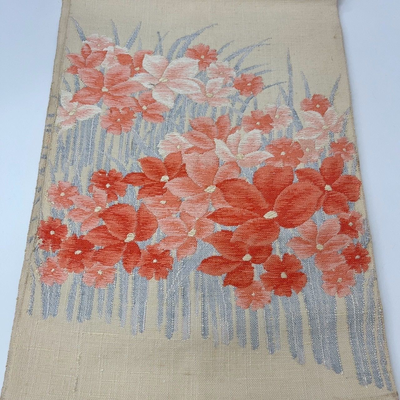 名古屋帯 真綿紬 花柄の織り出し 八寸 正絹 着物 MA-1774 - メルカリ