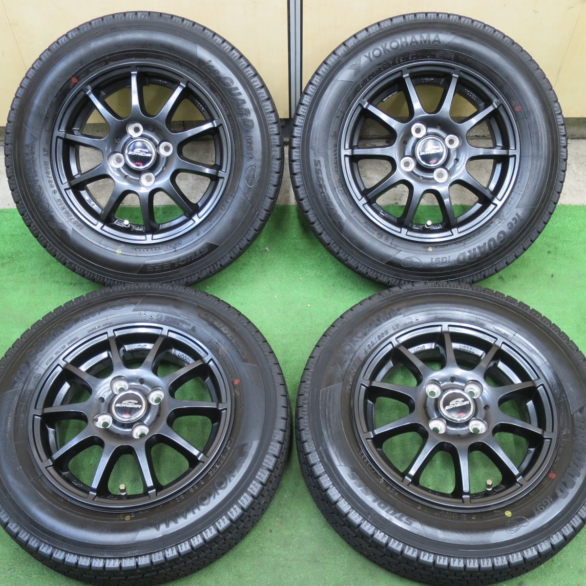 バリ溝 23年 キレイ 9 5分 スタッドレス 145 80 R 13 82 N ヨコハマ アイスガード iG 91 MiD シュナイダー 13インチ PCD 100 4 H ス