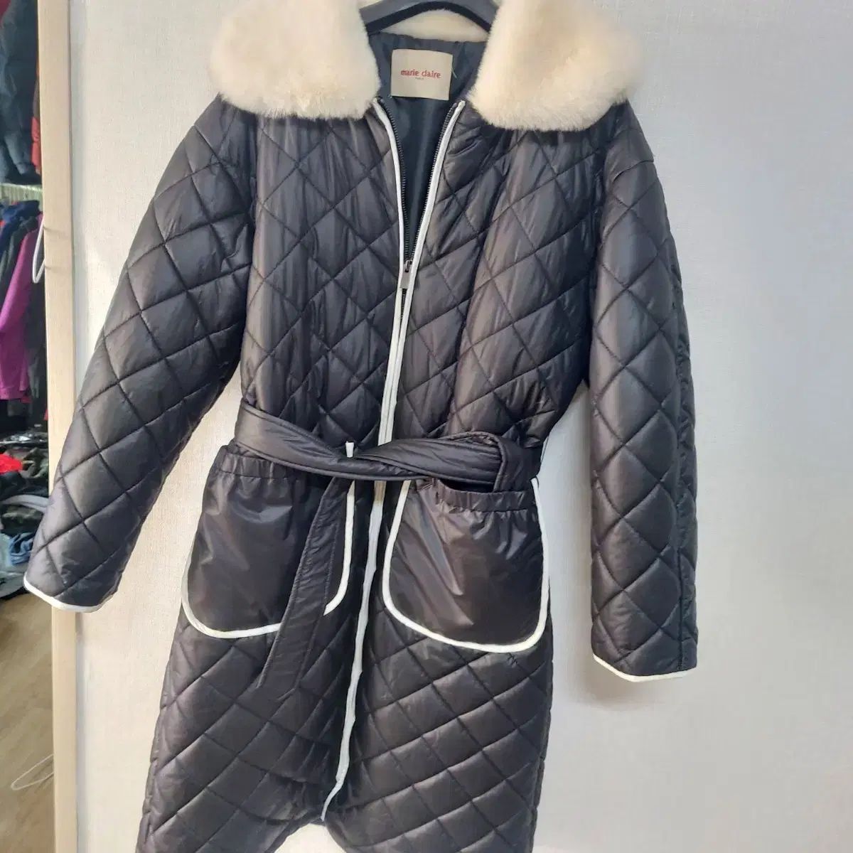 マリ クレール キルティング ロング ダウン コート ブラック