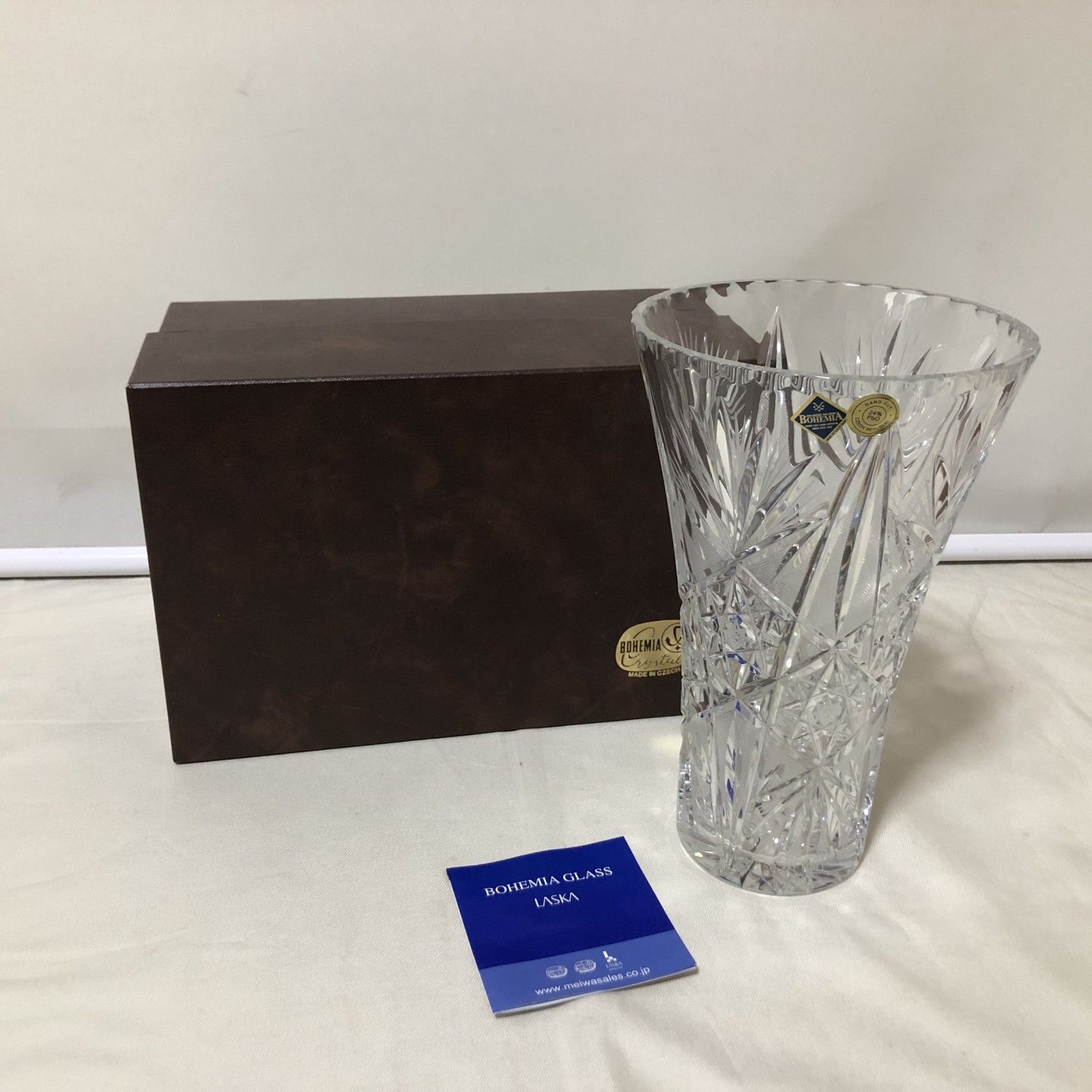 ☆357 未使用 ボヘミア クリスタルガラス 花瓶 BOHEMIA GLASS LASKA