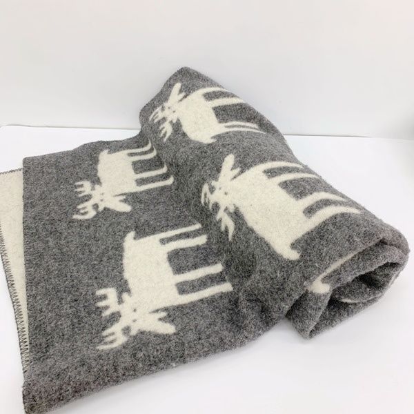 KLIPPAN クリッパン シングルブランケット 毛布 ラグ マット インテリア ベングトのムース ウール トナカイ柄 グレー系 雑貨 DF 13700