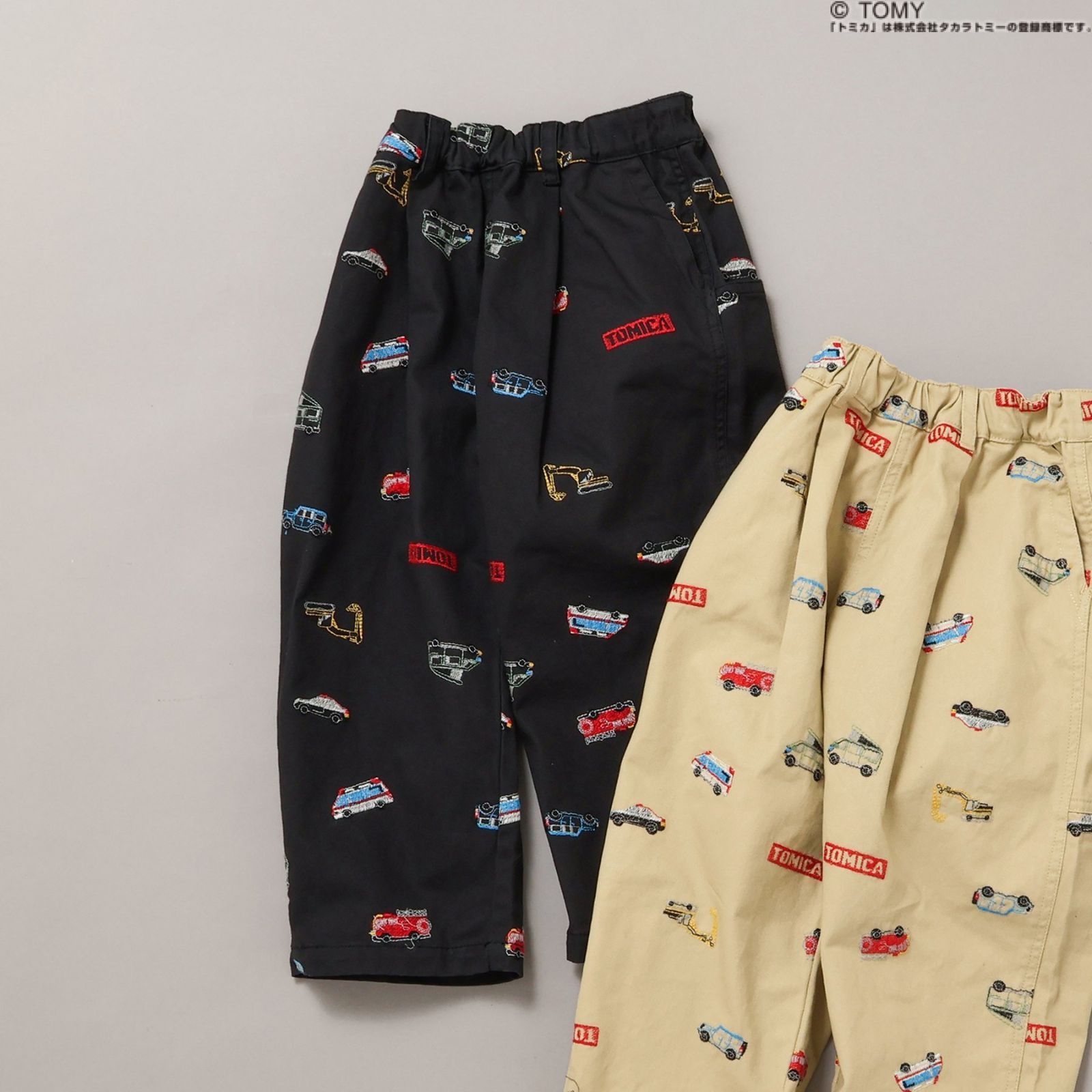 TOMICA×BREEZE 刺繍総柄パンツ 10分丈 　BREEZE J121976 　ブラック　トミカ