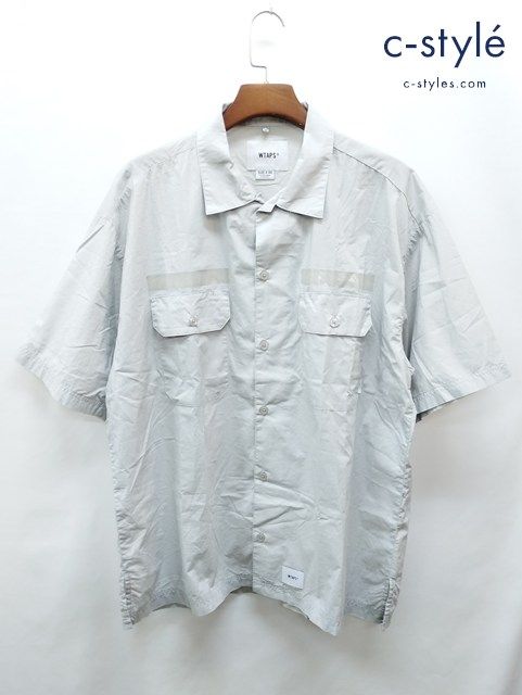 I 685 WTAPS ダブルタップス ミリタリーシャツ 4 ライトグレー 綿 半袖 231 BRDT-SHM 03 T