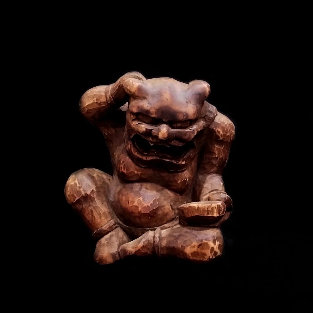 鬼坐像 アンティーク 木彫 鬼像 仏像 骨董 古美術 美術品 時代物 希少