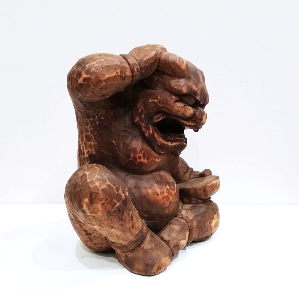 鬼坐像 アンティーク 木彫 鬼像 仏像 骨董 古美術 美術品 時代物 希少