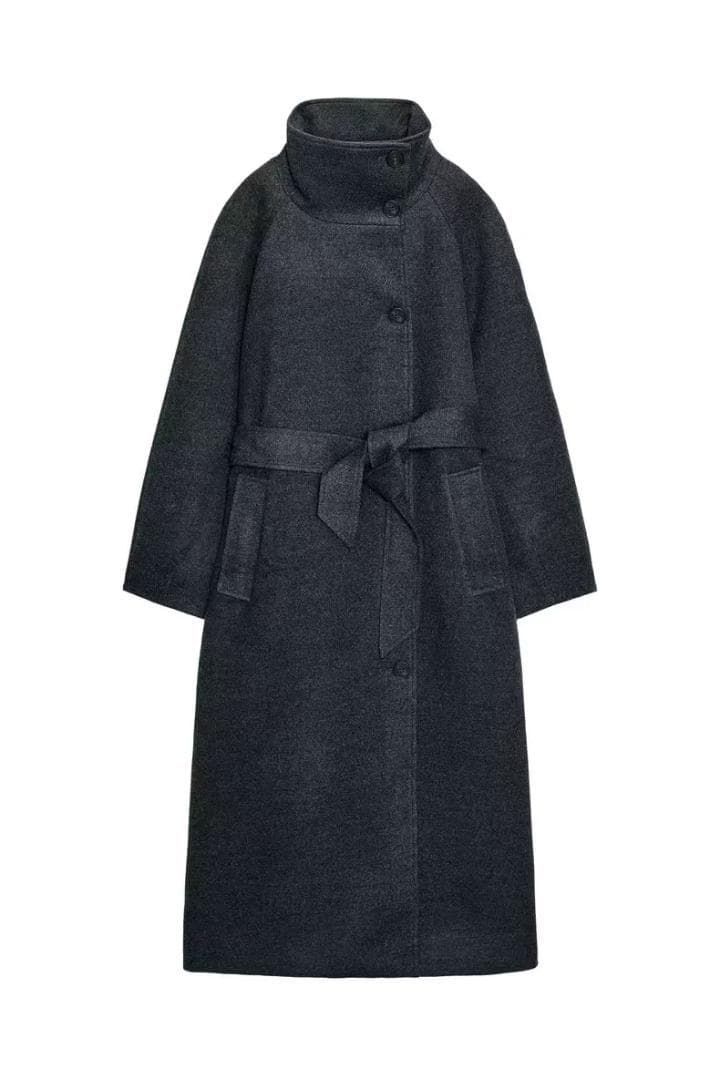 ZARA ソフトハイネックベルトコート 2色 - メルカリ