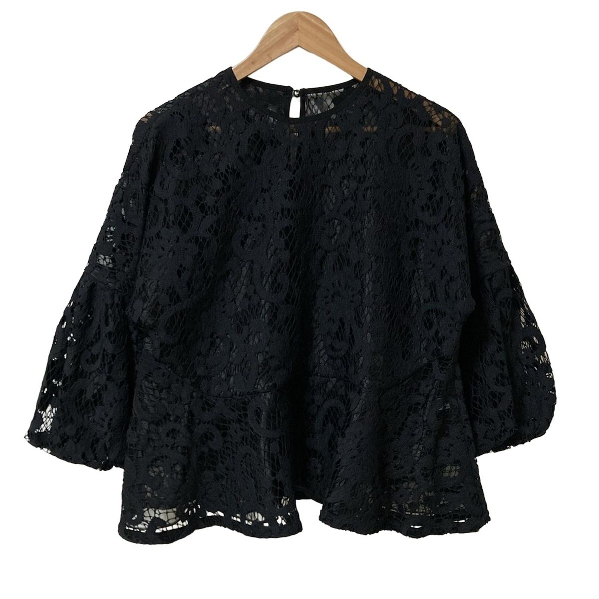 ADORE アドーア 長袖カットソー サイズ38 M レディース - 黒 クルーネック レース シースルー