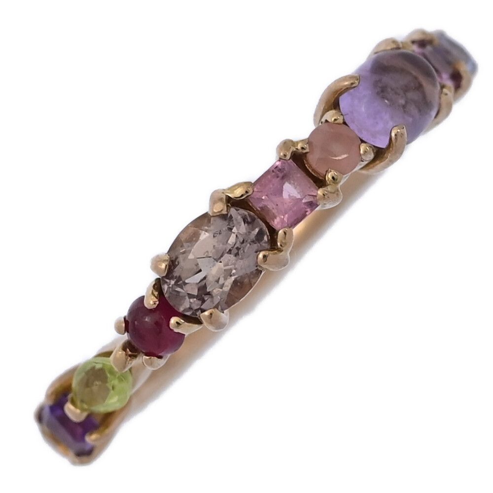 Bizoux ビズー 10 P･ハーフエタニティ マルチ ストーン リング･指輪 K 18 YG 750-1.8 g 7.5号 47.5 イエローゴールド ♀ N レディース 597330