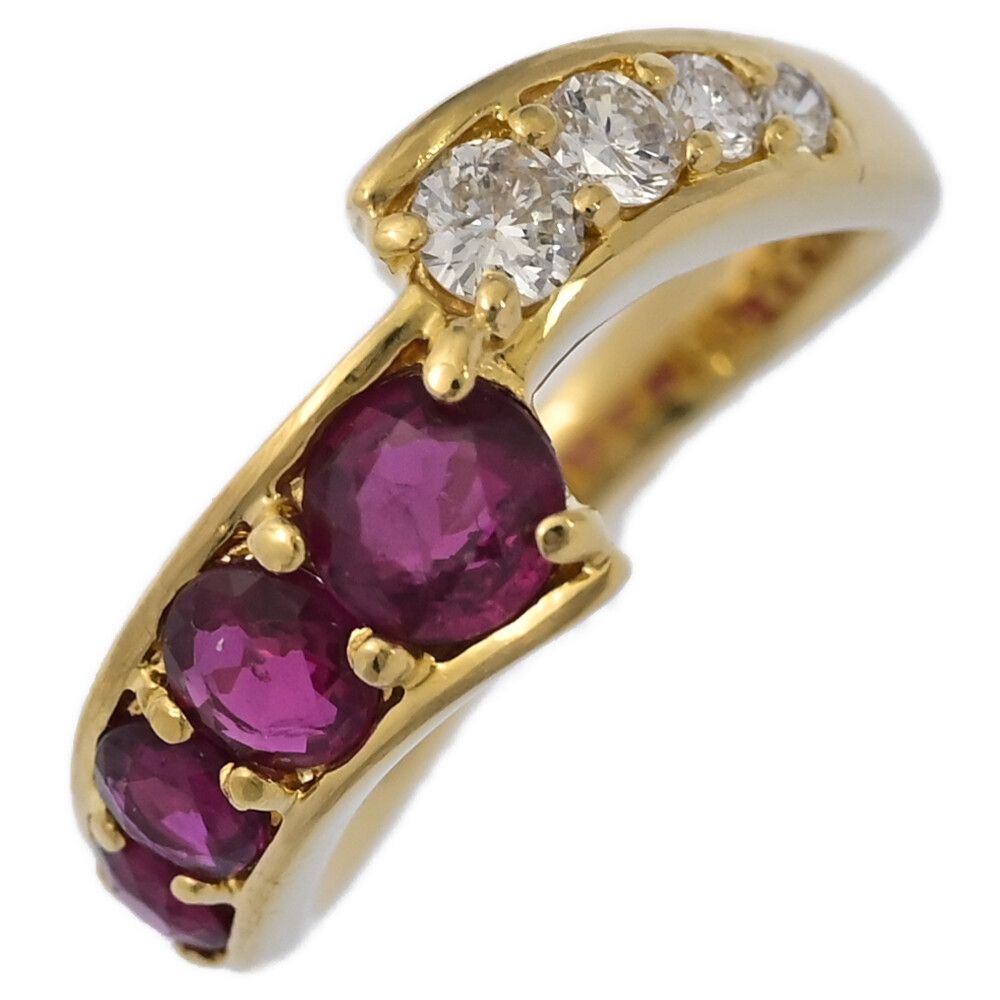 RU 1 08 ct FD 0 23 ルビー･ダイヤモンド リング･指輪 K 18 YG 750 5 2 g 9号 49 イエローゴールド プレゼント 記念日 ♀ S レディース 596162