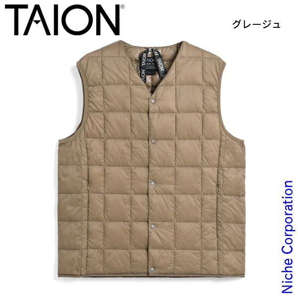【新品】 タイオン ベーシック Vネックボタン インナーダウンベスト TAION-001 アウトドア ウェア アウター メンズ インナーダウン 収納袋 コンパクト 洗える