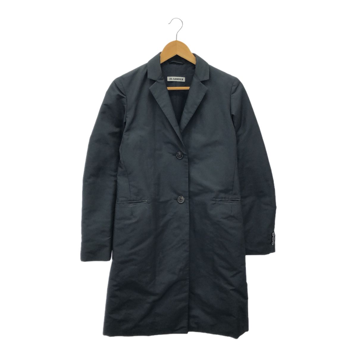 品 JIL SANDER ジルサンダー パデットチェスターコート ナイロン 中綿 ロング 34 レディース tsu