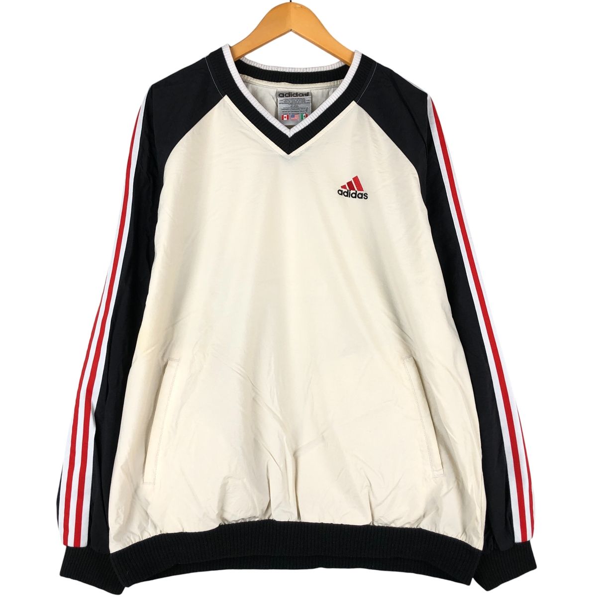 古着 80~90年代 アディダス adidas Vネック ナイロンプルオーバー