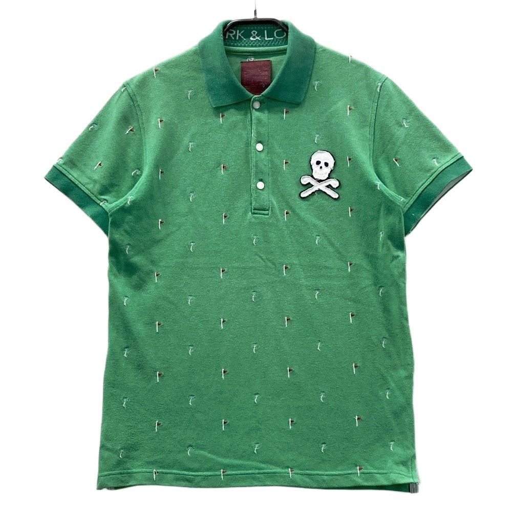 サイズ：M MARK&LONA マークアンドロナ 半袖ポロシャツ スカル 総柄