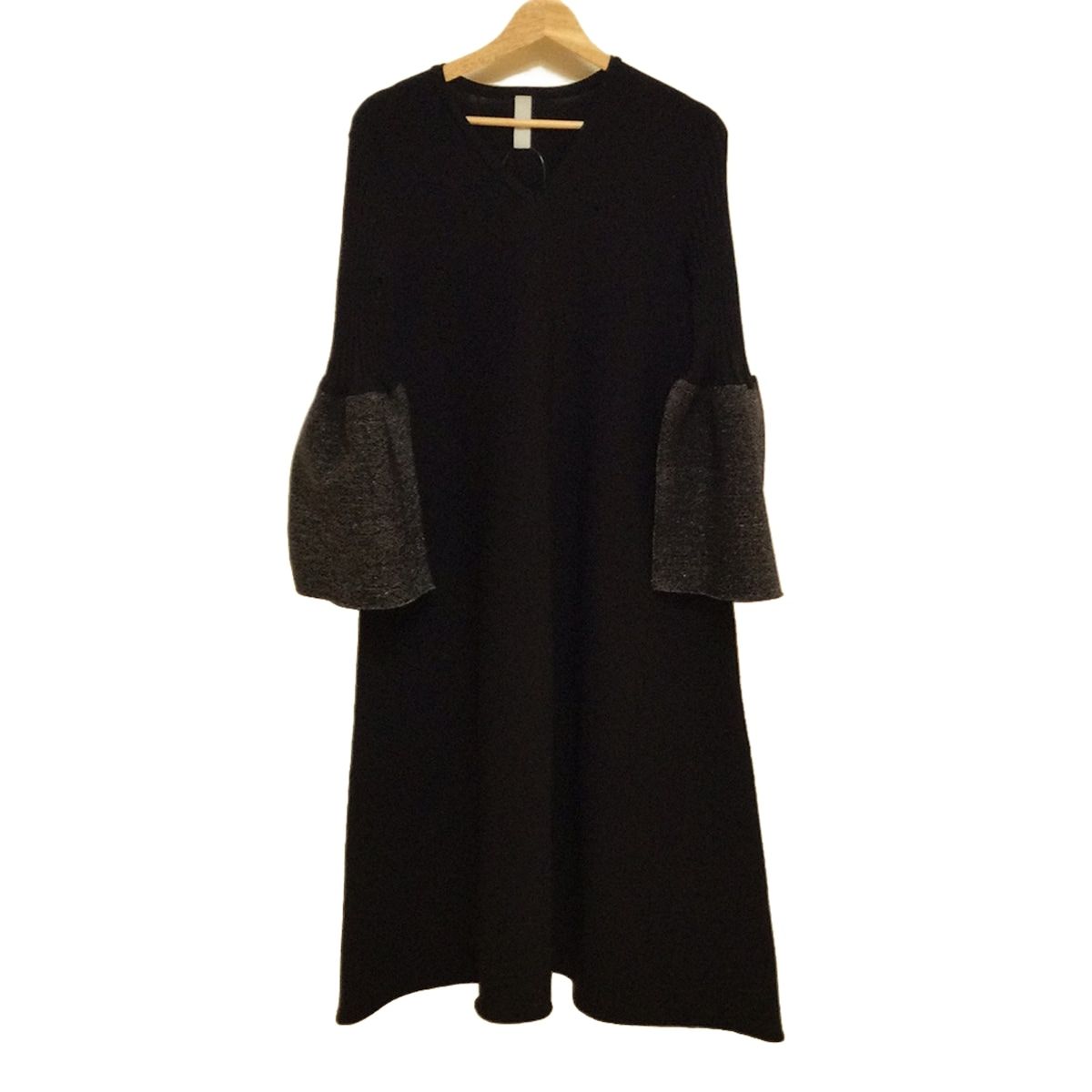 CFCL シーエフシーエル ワンピース サイズ1 S レディース 黒 シルバー Vネック 長袖 ロング
