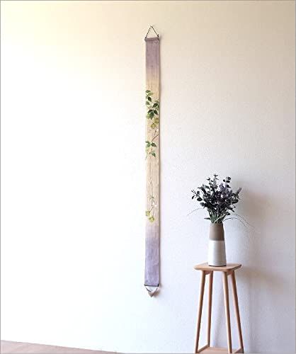 タペストリー おしゃれ 壁掛け 和風 和モダン 麻 縦長 細長い 細タペストリー フウセンカズラ f 1 fbceec