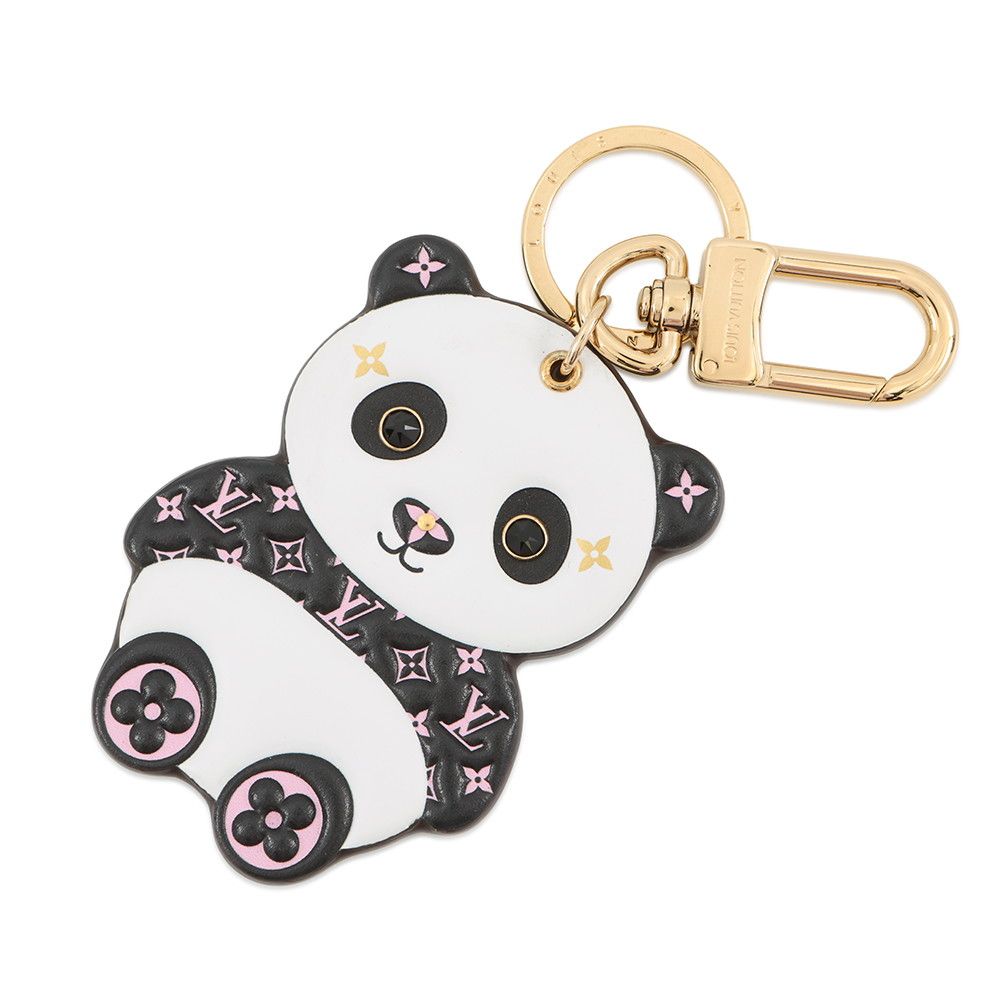 ルイヴィトン キーホルダー モノグラム/レザー ポルトクレ LV パンダ