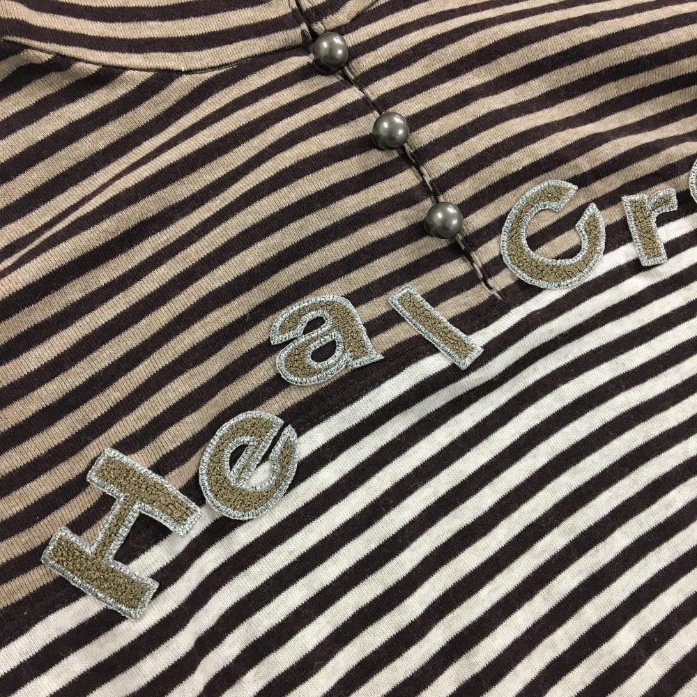 美品】ヒールクリーク 長袖ハイネックシャツ ブラウン×杢ベージュ