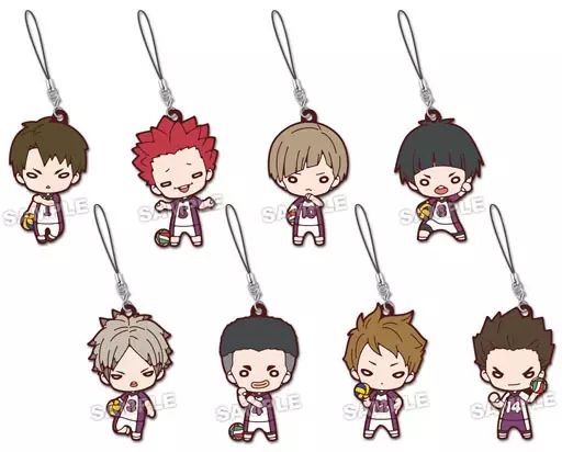 キーホルダー マスコット キャラクター 全8種セット にとたん ハイキュー!! 白鳥沢学園高校 ユニフォーム ラバーマスコット