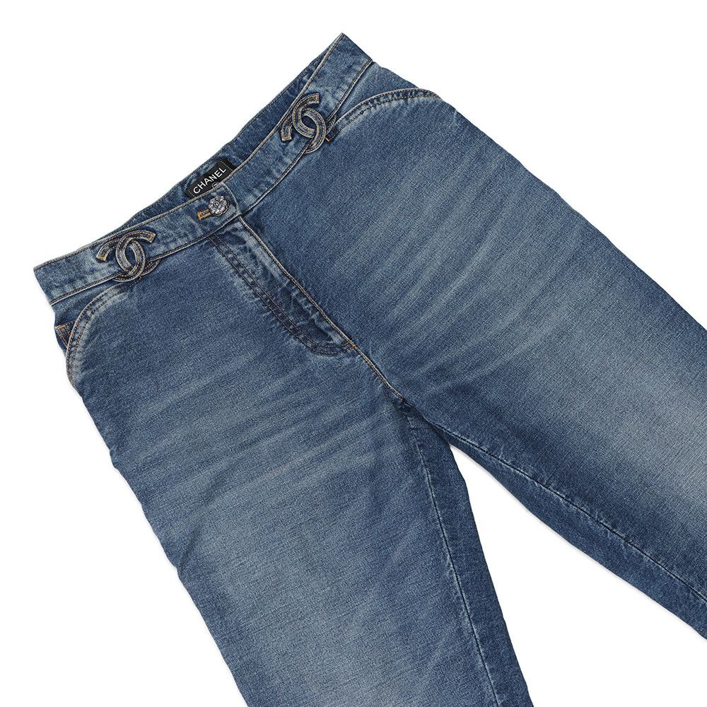シャネル パンツ ココマーク ウォッシュドデニム コットン シャネル パンツ ココマーク ウォッシュドデニム コットン