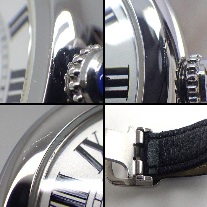カルティエ Cartier 腕時計 ロンド ソロ SM W6700155 サンドブラスト仕上げ シルバー文字盤 SS ブラック レザーベルト クオーツアナログ 【中古】 新品)CARTIER カルティエ ロンドソロ SM W6700155（商品ID