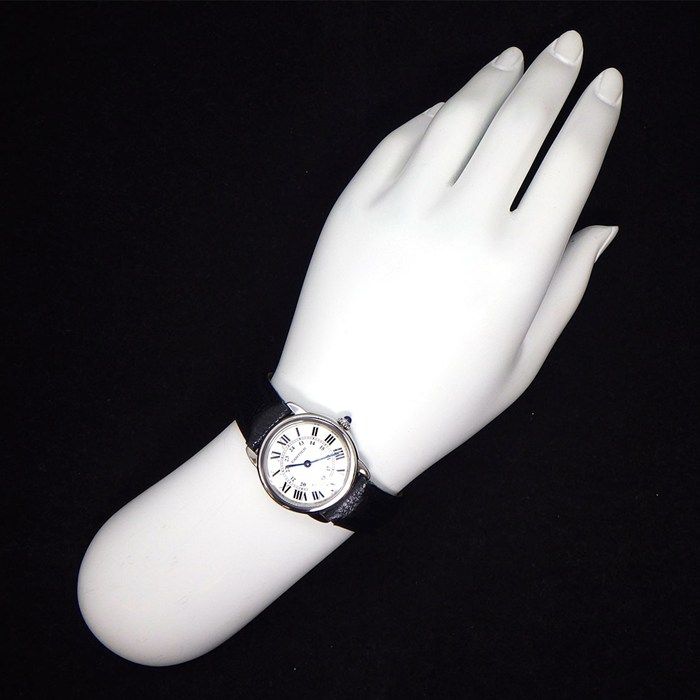 カルティエ Cartier 腕時計 ロンド ソロ SM W6700155 サンドブラスト仕上げ シルバー文字盤 SS ブラック レザーベルト クオーツアナログ 【中古】 カルティエ Cartier 腕時計 ロンド ソロ SM W6700155 サンドブラスト