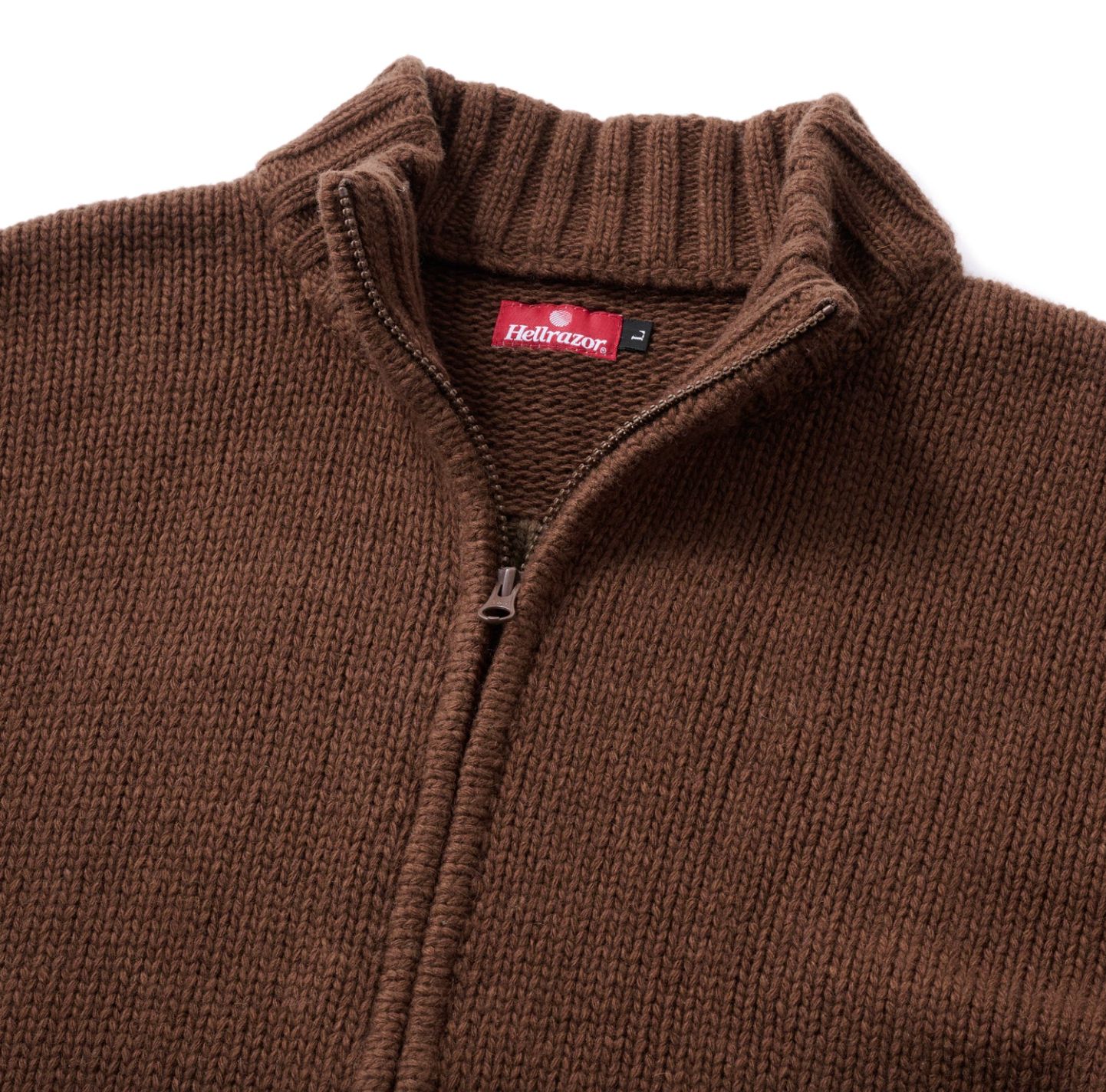 HELLRAZOR LOGO FULL ZIP KNIT/ BROWN (ヘルレイザー ニット) - メルカリ