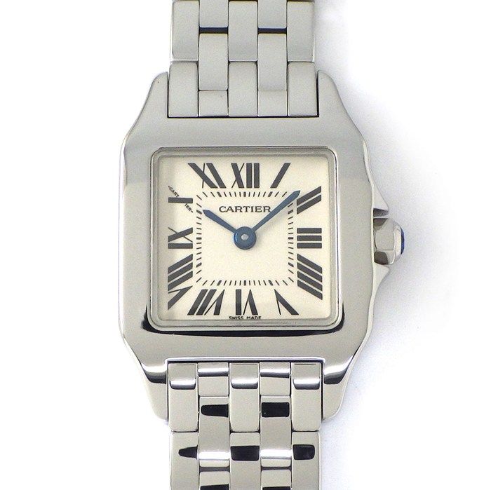 カルティエ Cartier 腕時計 サントス ドゥモワゼル SM スクエア アイボリー文字盤 SS クオーツアナログ