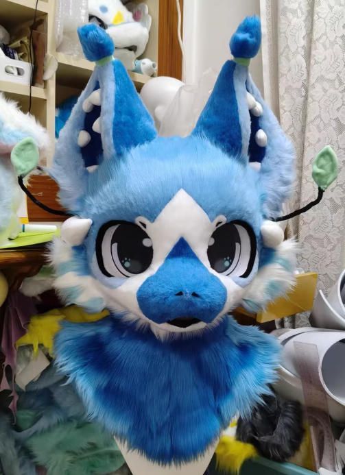 着ぐるみヘッド ドラゴン NO 449 青 水色 全頭ヘッド ケモノ ファースーツ ぬいぐるみ コスプレ コスチューム kigurumi