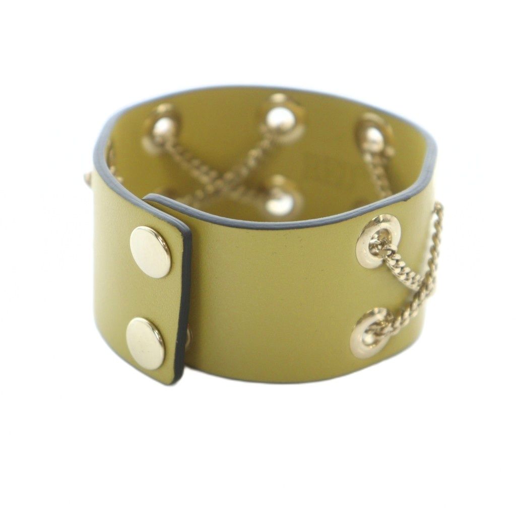 レッド ヴァレンティノ RED バングル ブレスレット レザー ロゴ カーキ GY 18 MQ