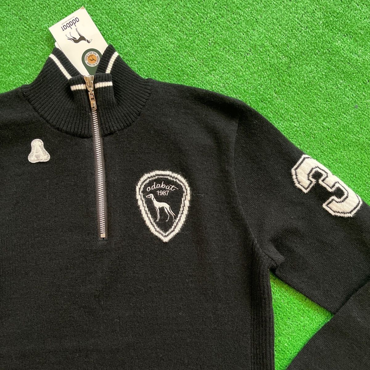 未使用品】adabat アダバット ロゴ刺繍 ウール アルパカ ハーフジップ