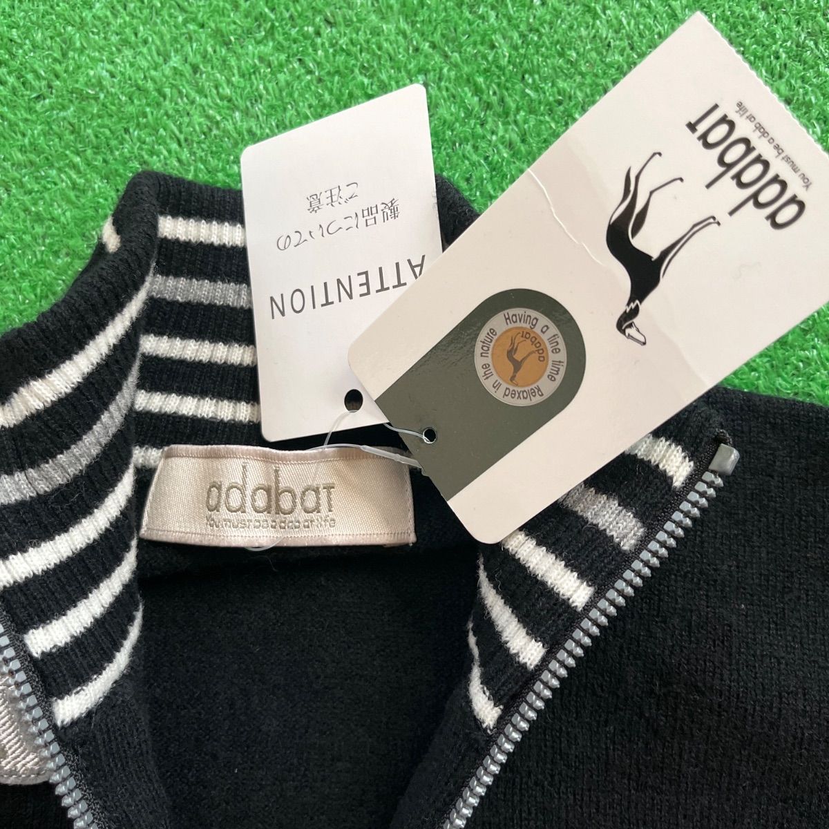 未使用品】adabat アダバット ロゴ刺繍 ウール アルパカ ハーフジップ