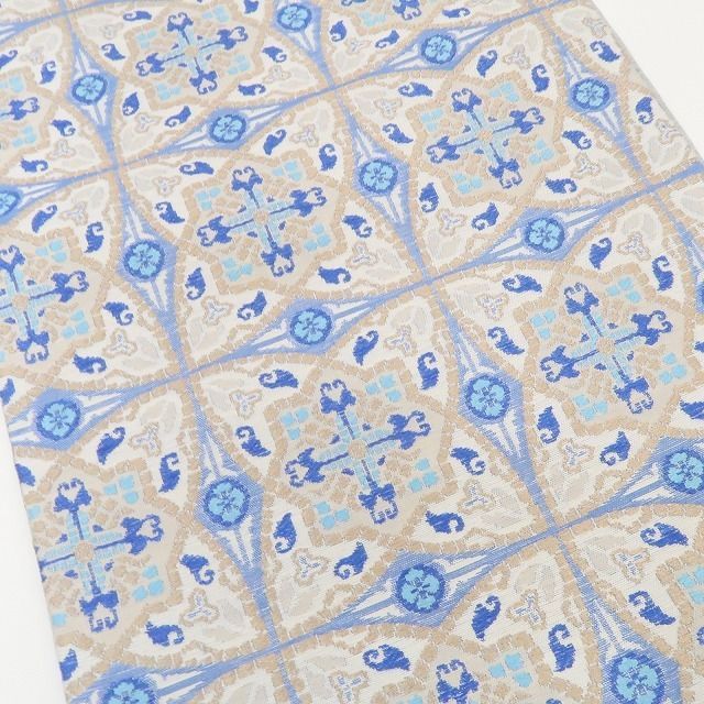 ❁tomihisa❁ 誉田屋源兵衛 ますいわ屋扱い オリエンタル柄 着物 正絹 変化する楽しいおもてなし 袋帯 4369