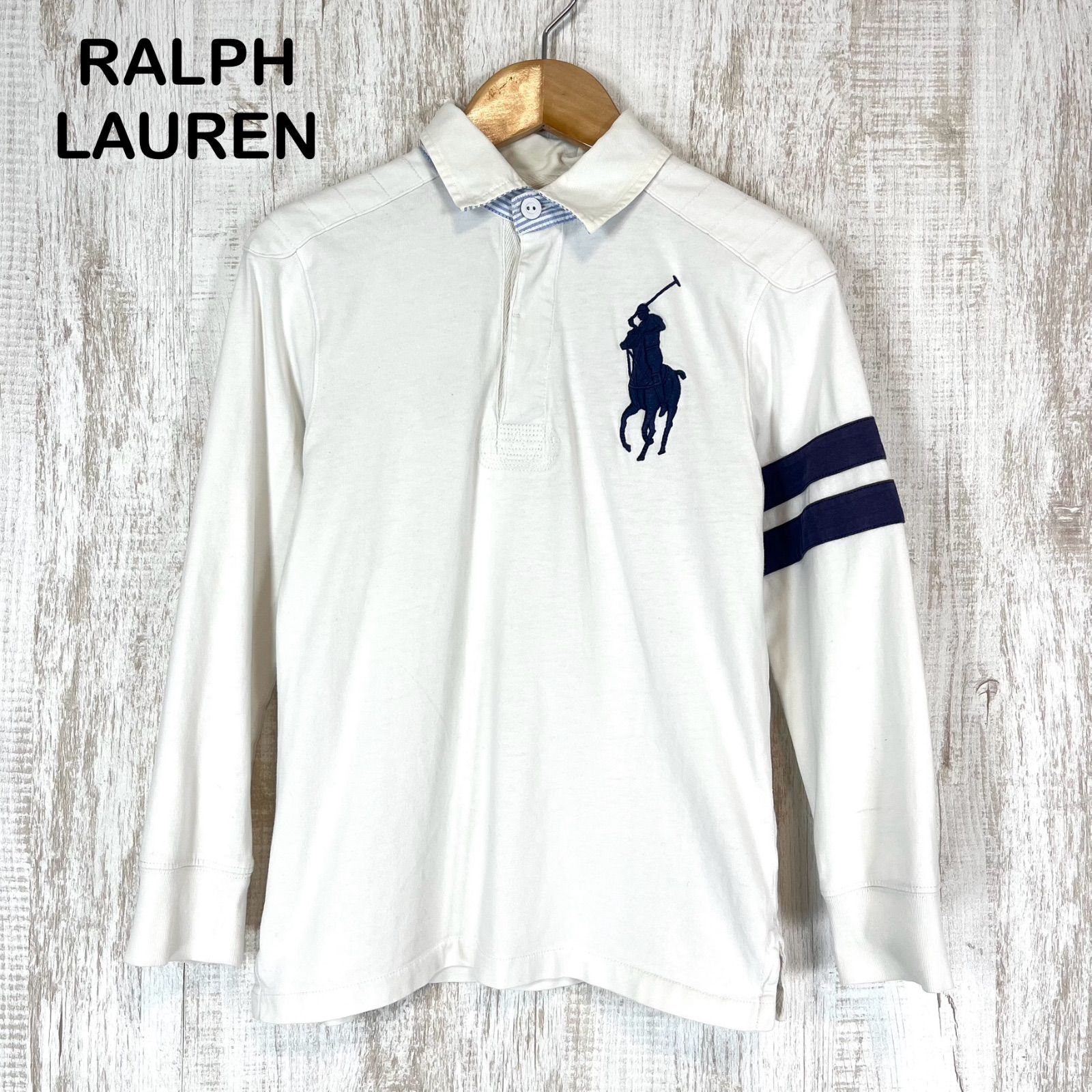 Polo Ralph Lauren ラガーシャツ 長袖 ホワイト POLO RALPH LAUREN（ポロ・ラルフローレン） M/古着 ラルフローレン